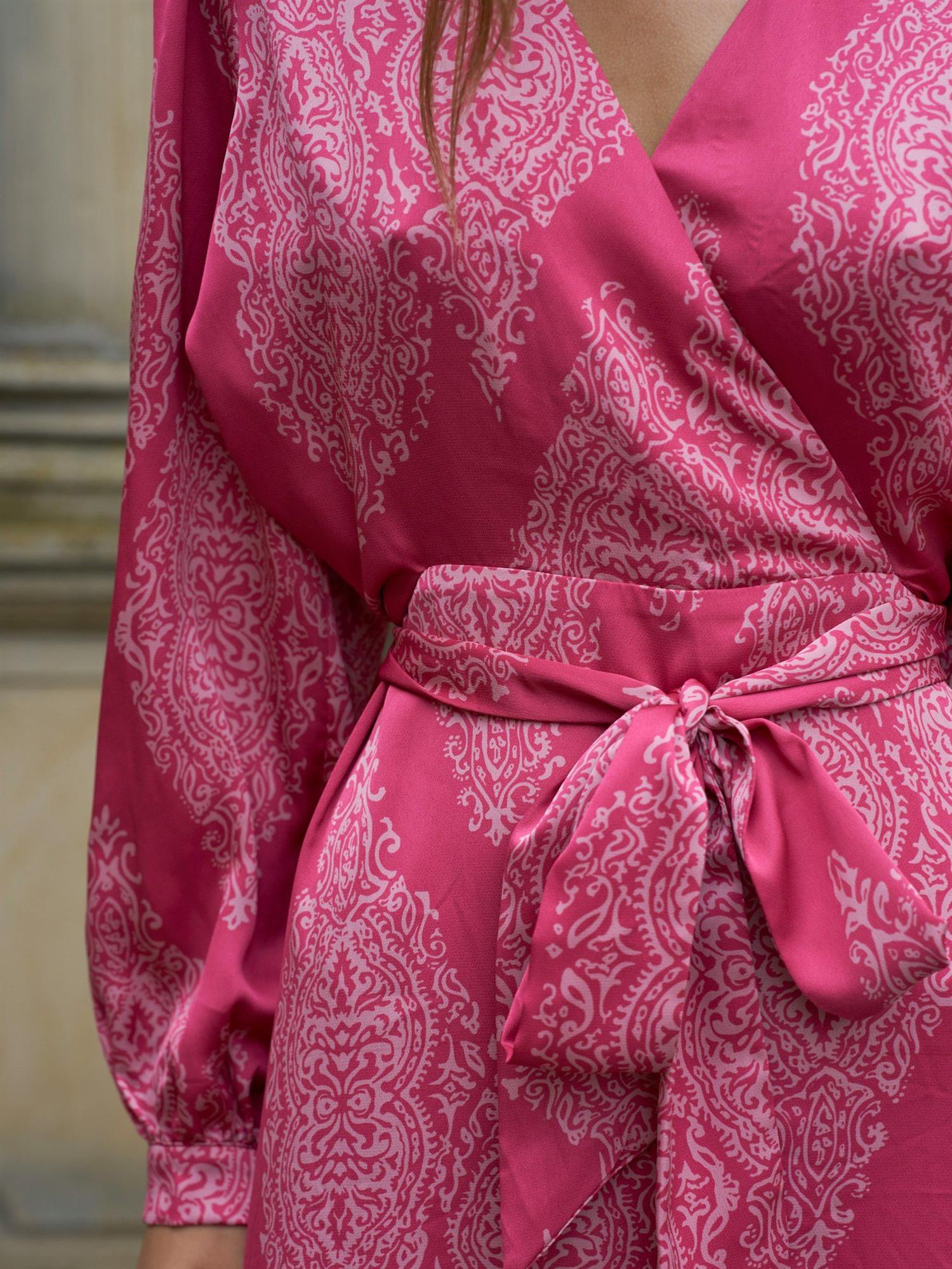 Bretti Paisley Drop Dress Cherry Pink