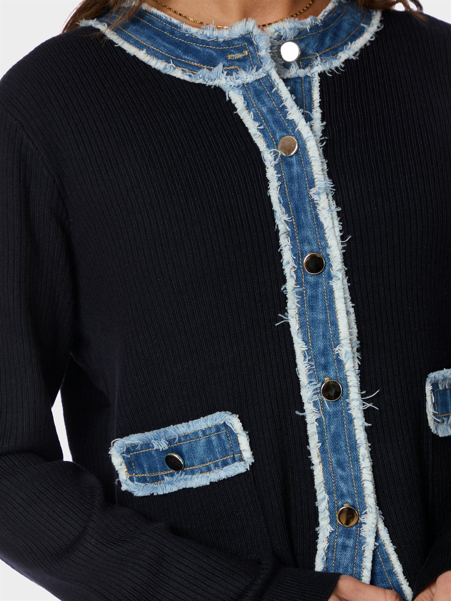 Zelma Knit Denim Cardigan Navy