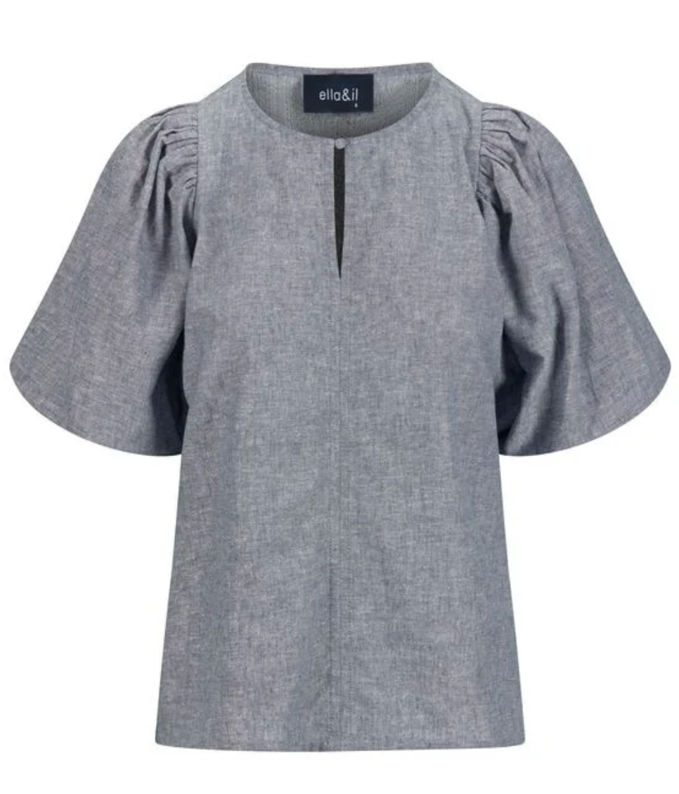 Anna Linen Top Denim Blue
