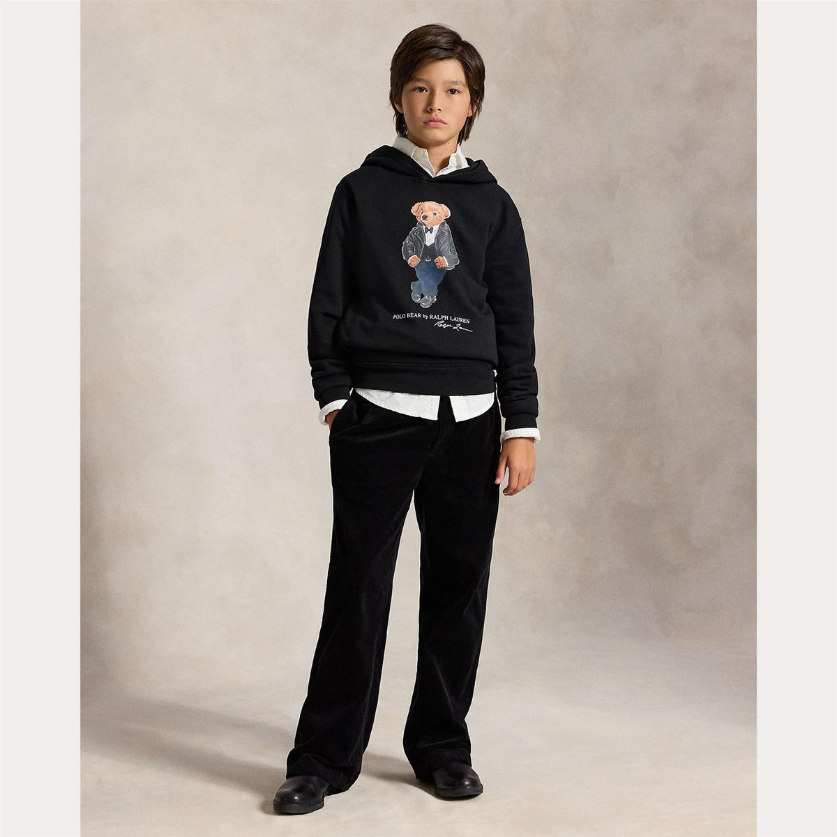 Polo Bear Fleece Hoodie Polo Black