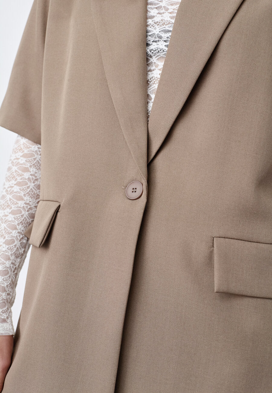 Viksa SS Blazer Dark Sand Melange