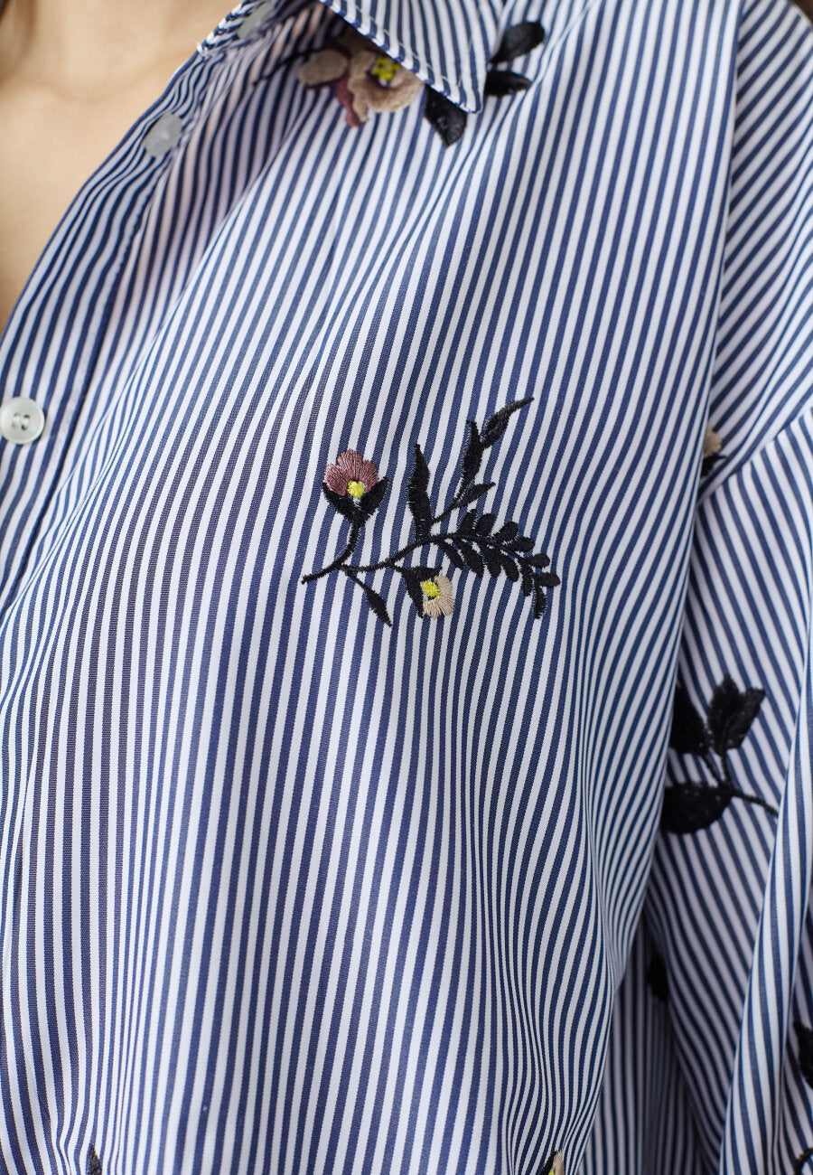 Enola Shirt Navy Stripes Emb.