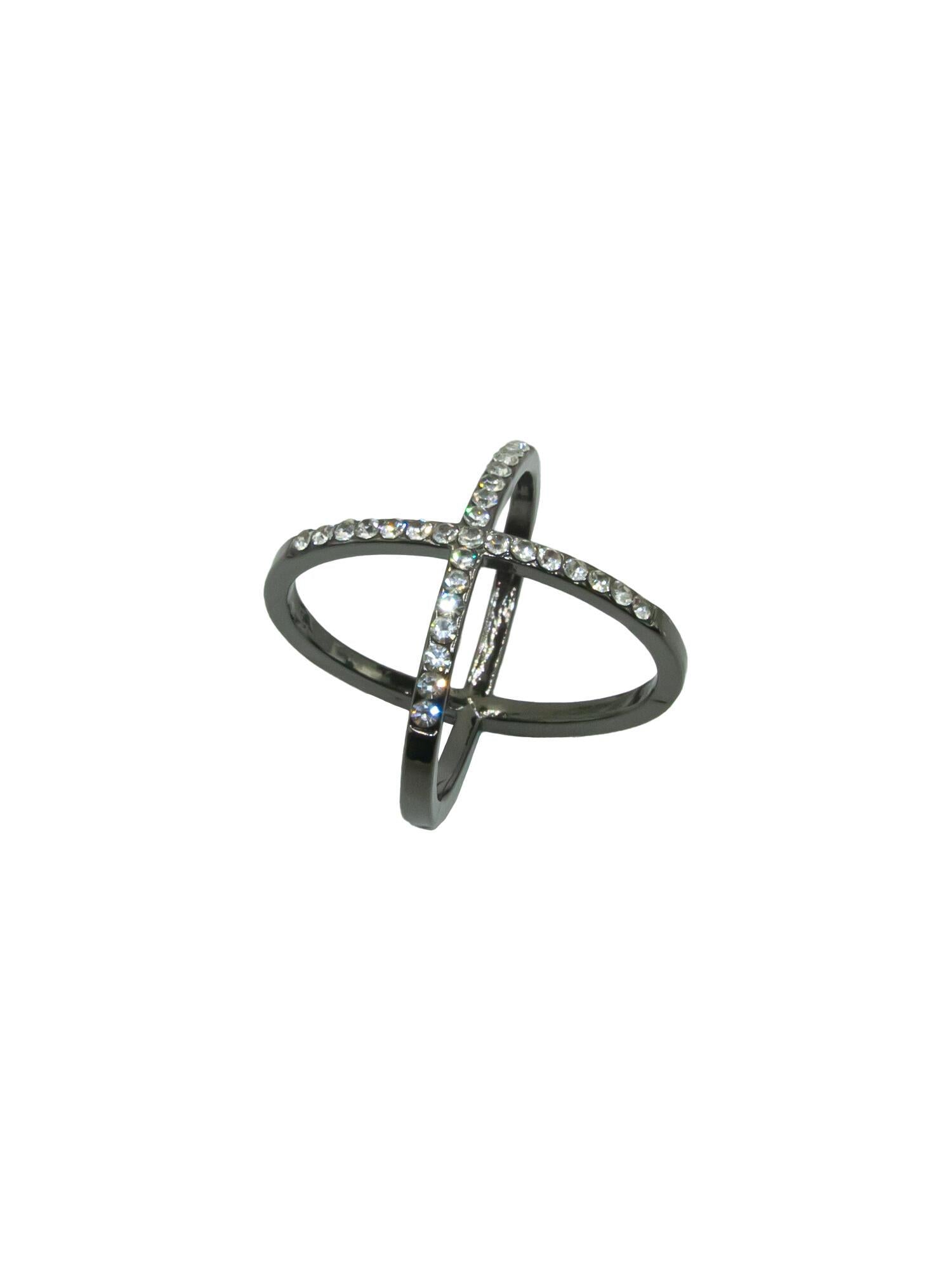 Skjerfring m/Strass Sort