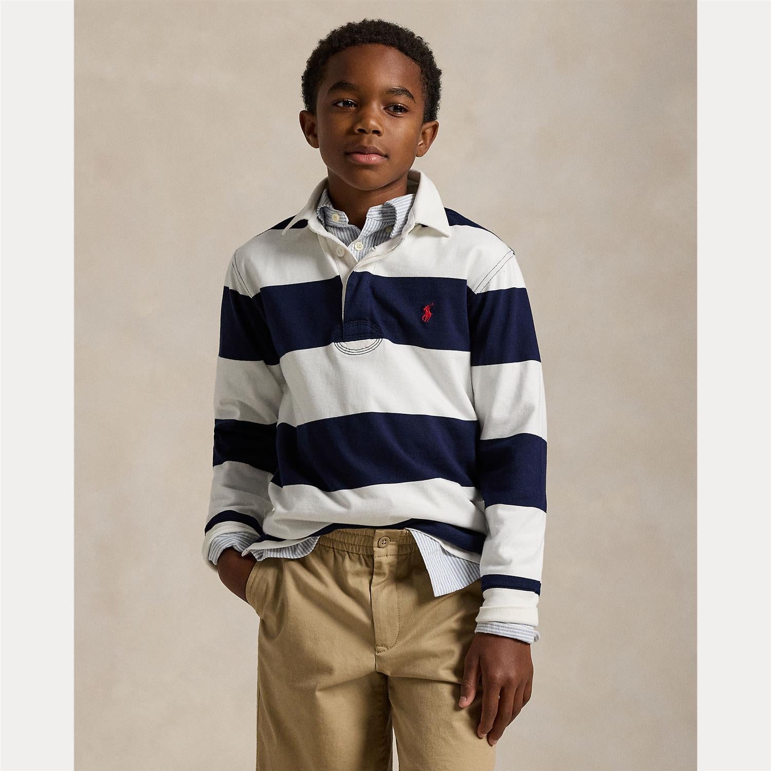 The Iconic Rugby Shirt White/Cruise Navy