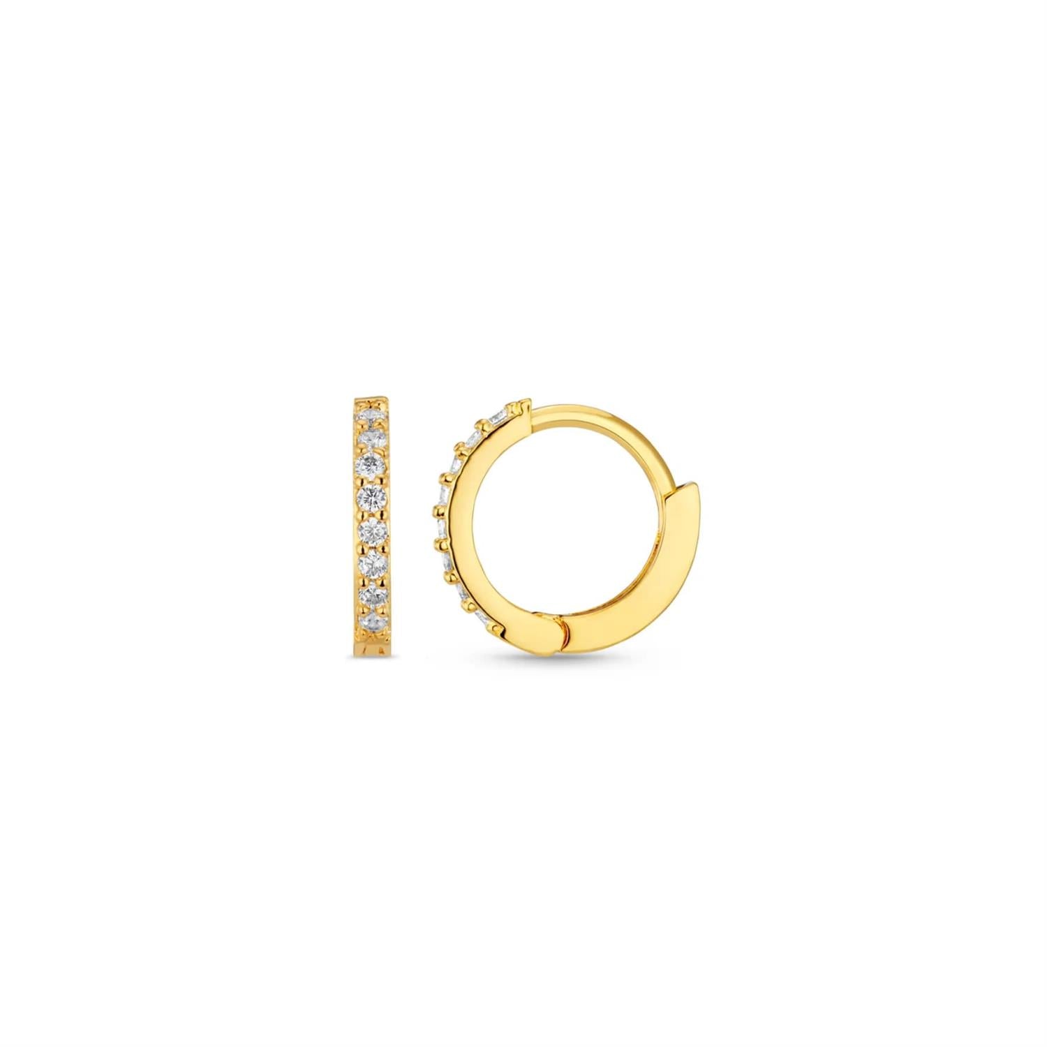 Mini Pave Huggie Hoop Earring Gold
