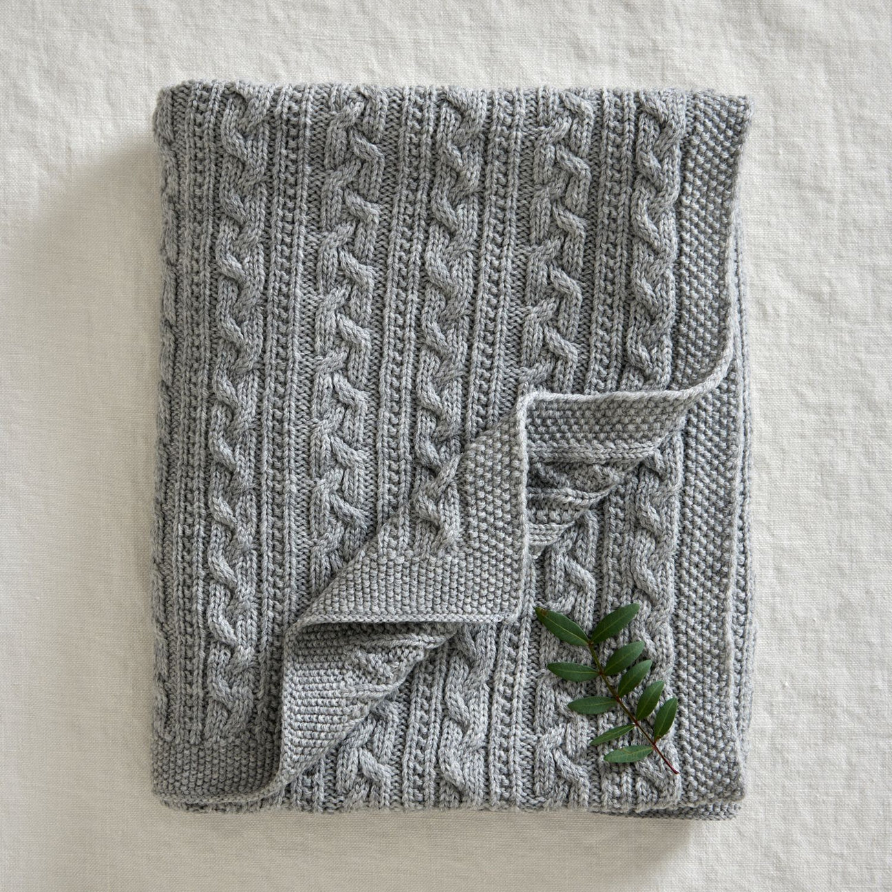 Merino Wool Blanket Light Grey