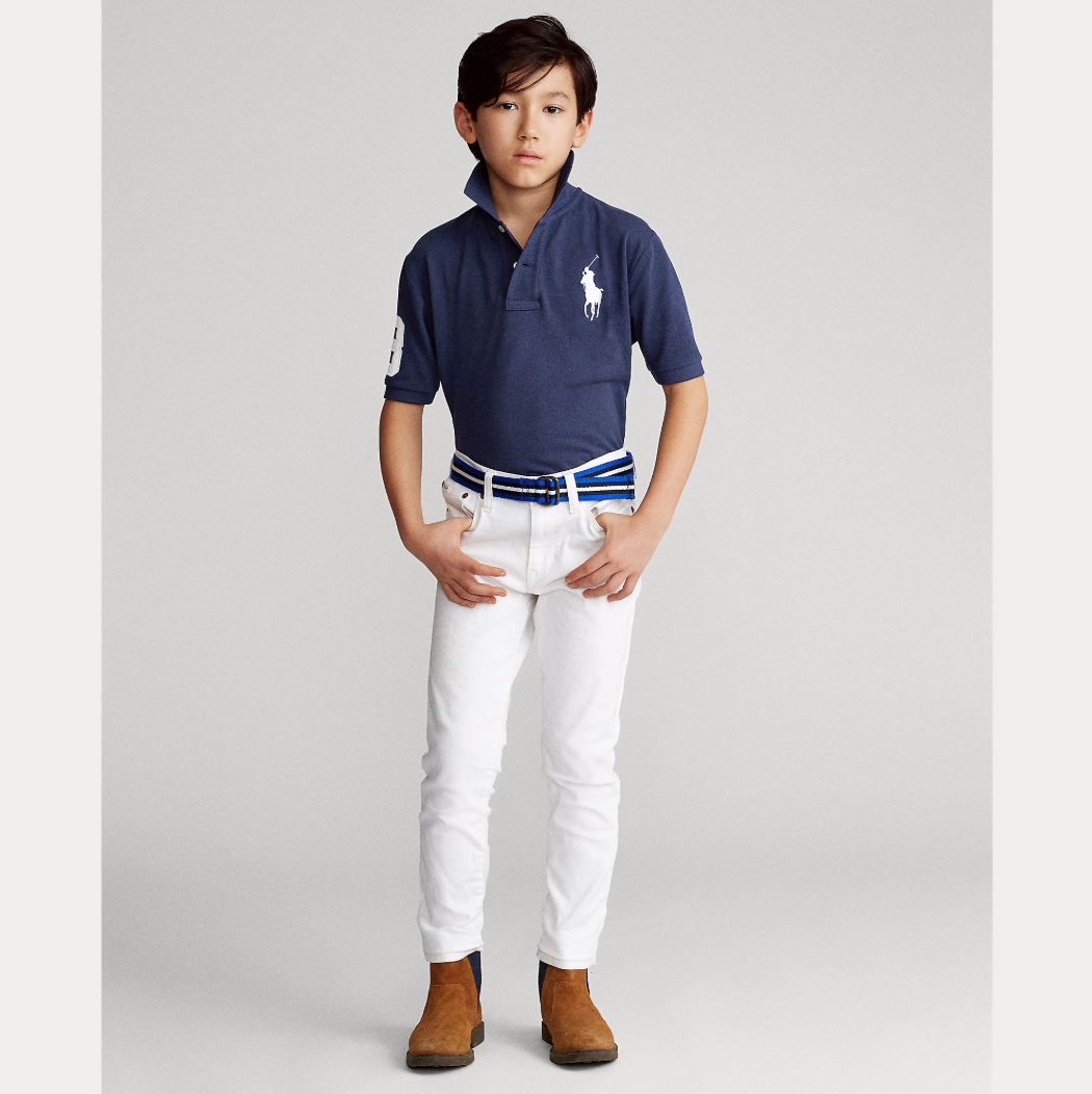 Slim Fit Cotton Mesh Refined Navy