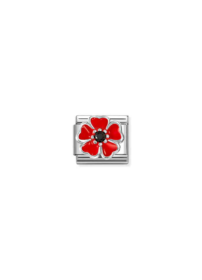 Enamel Flower Red/Black