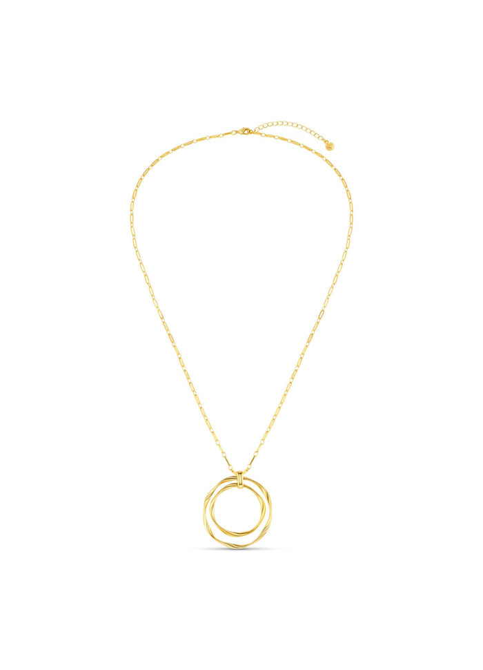 Statement Ribbon Interlocking Open Long Necklace