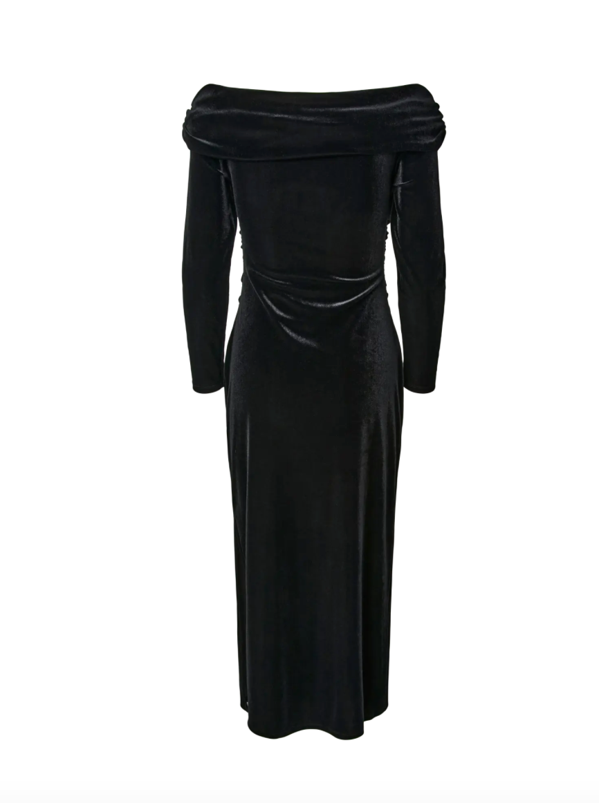 YASTVIMA Off Shoulder Ankle Dress Black
