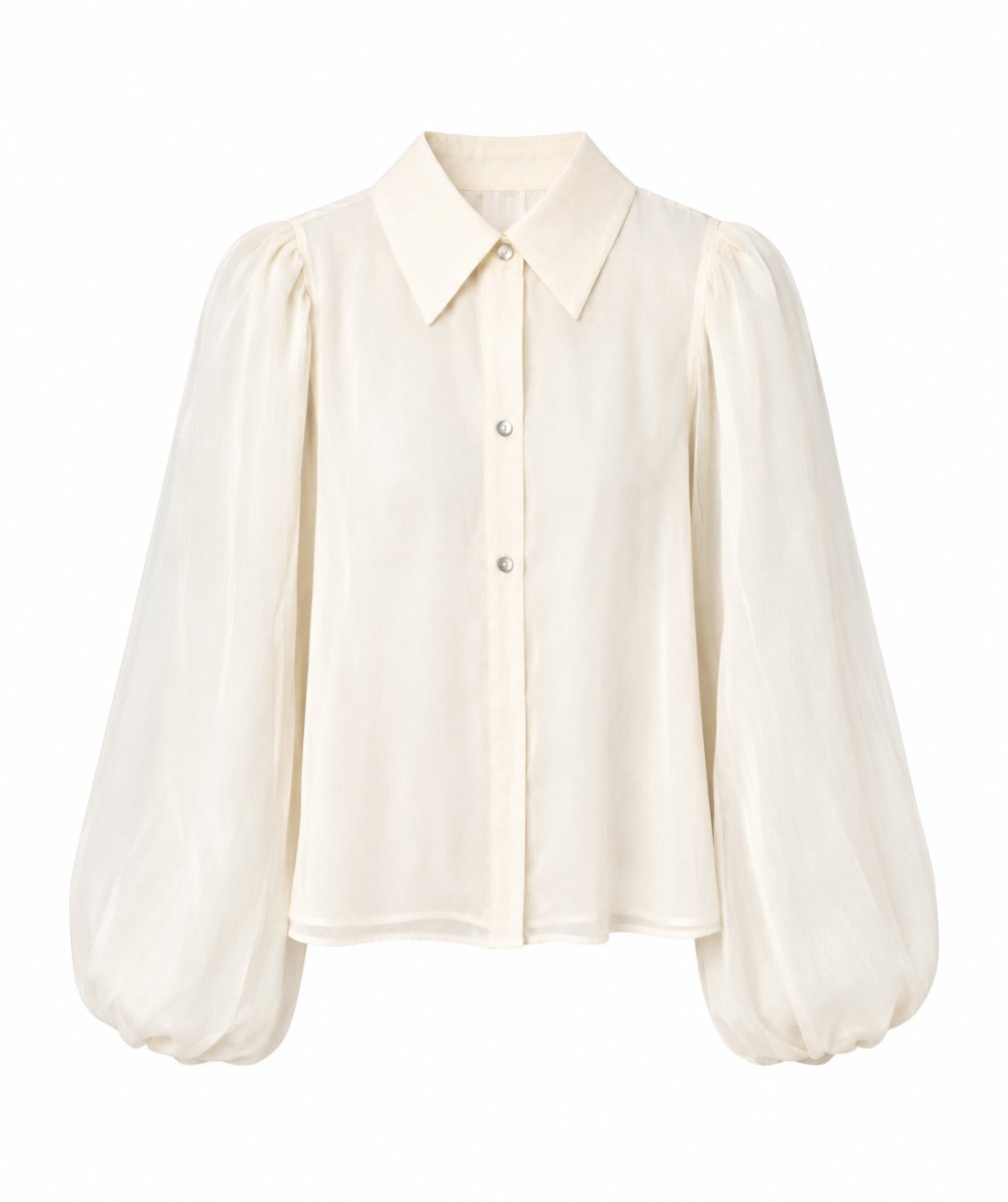 Blouse With Volumnious Sleeves Creme