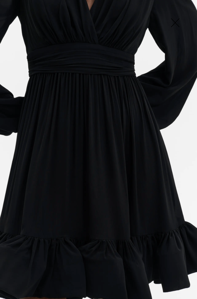 Jadie V-Neck Ruffled Mini Dress Black