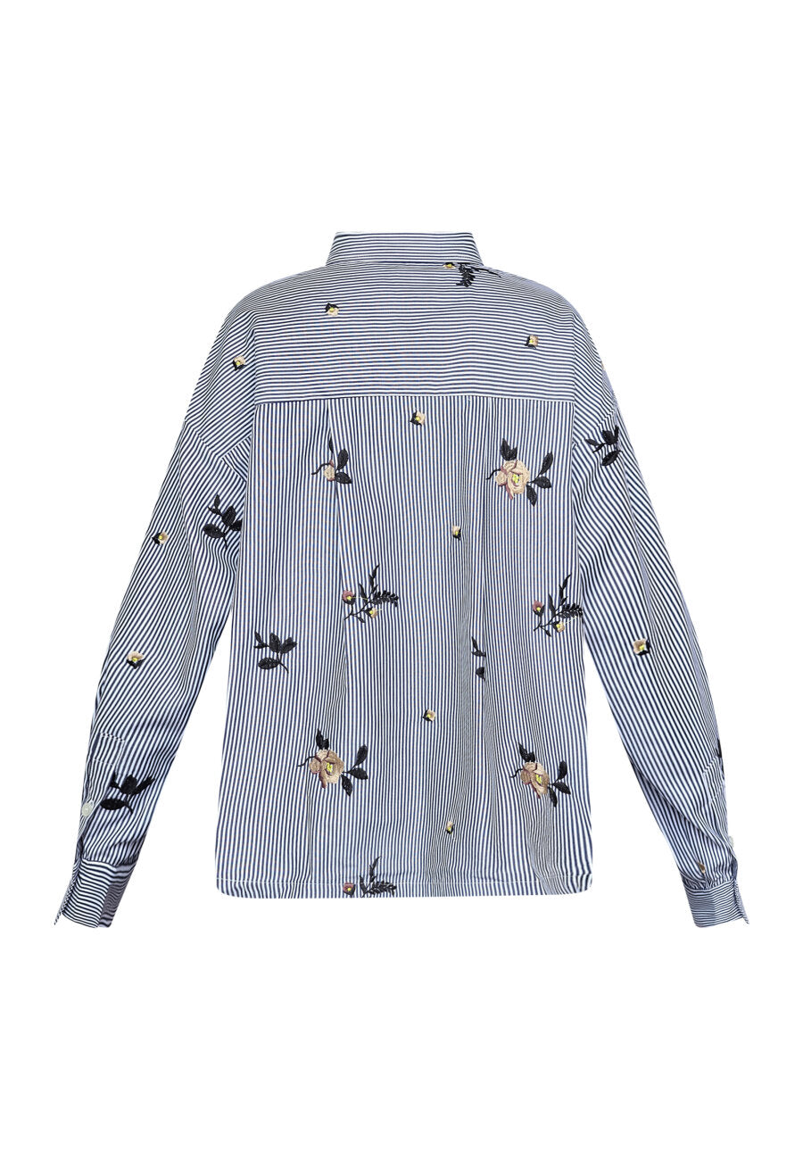 Enola Shirt Navy Stripes Emb.