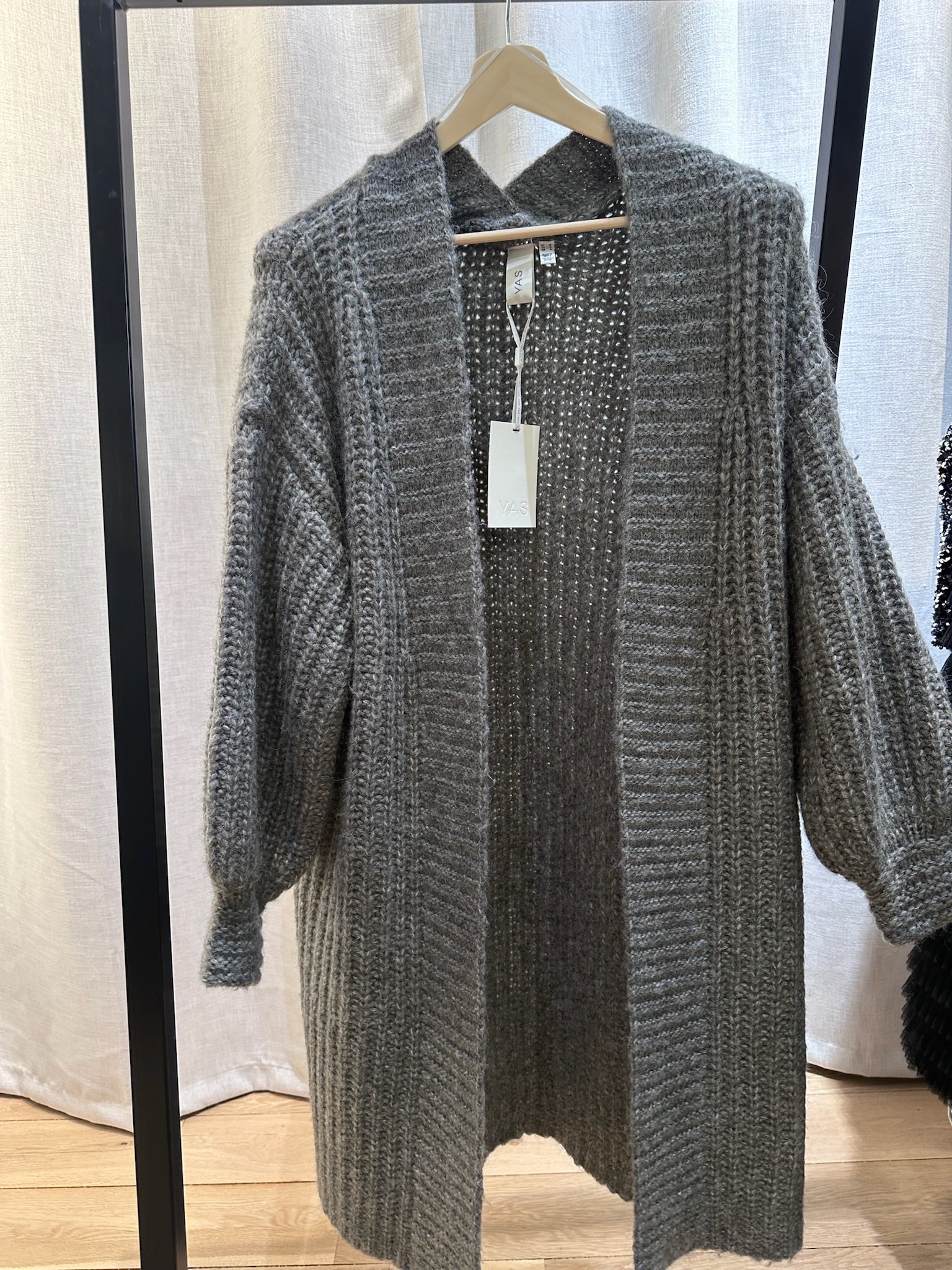 YASDALLY Long Knit Cardigan Grey