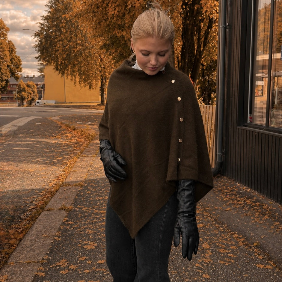 Poncho Gullknapper Olive
