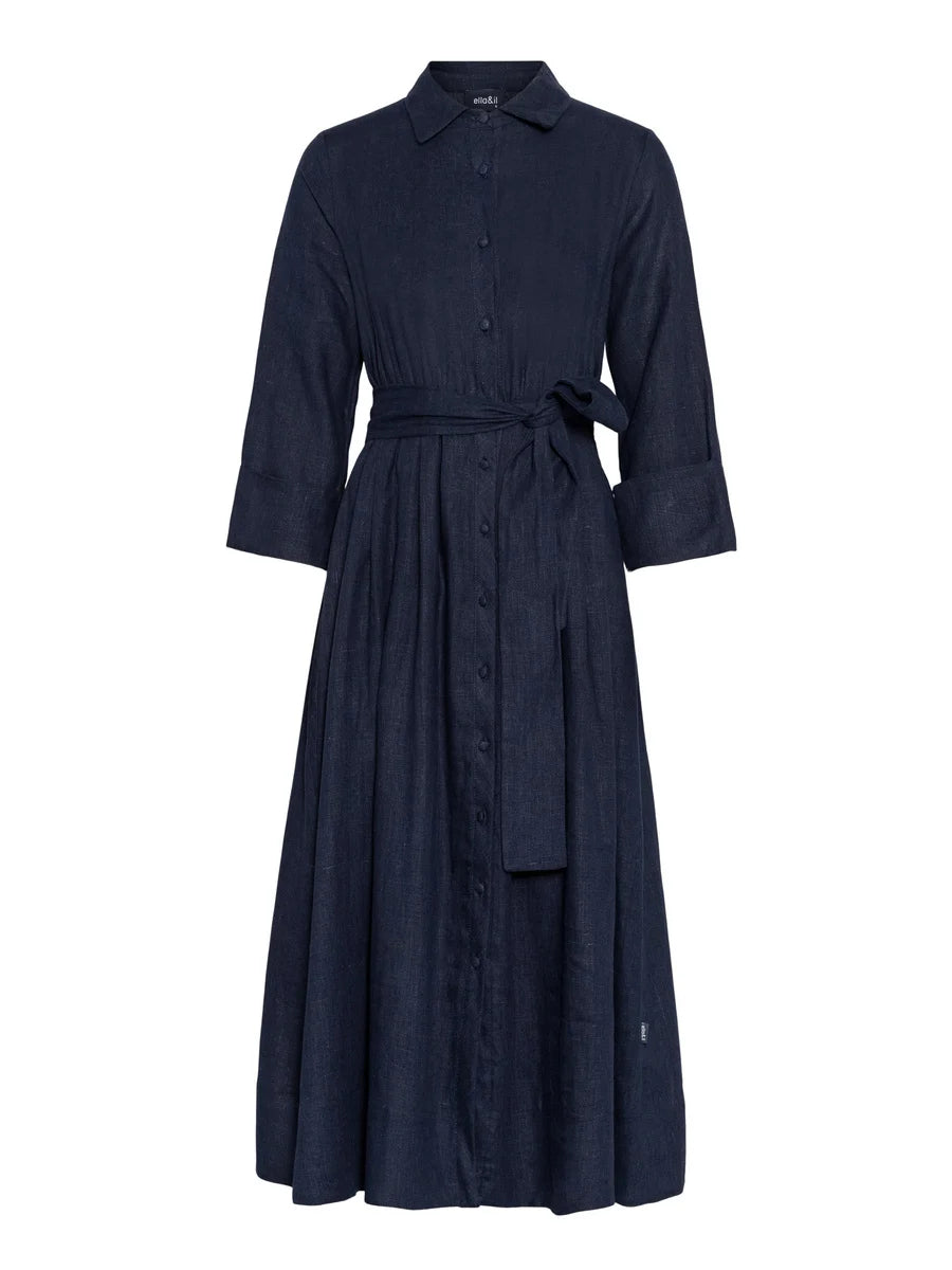 Marja Linen Dress Navy