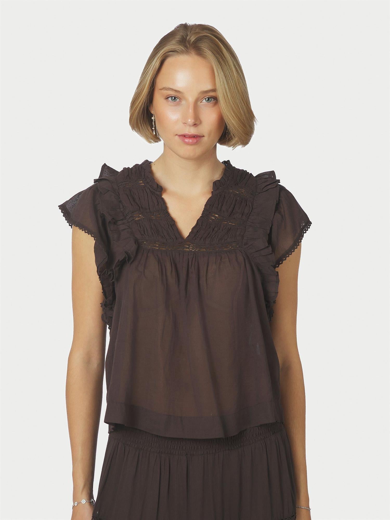 Jayla Voile Top Dark Brown