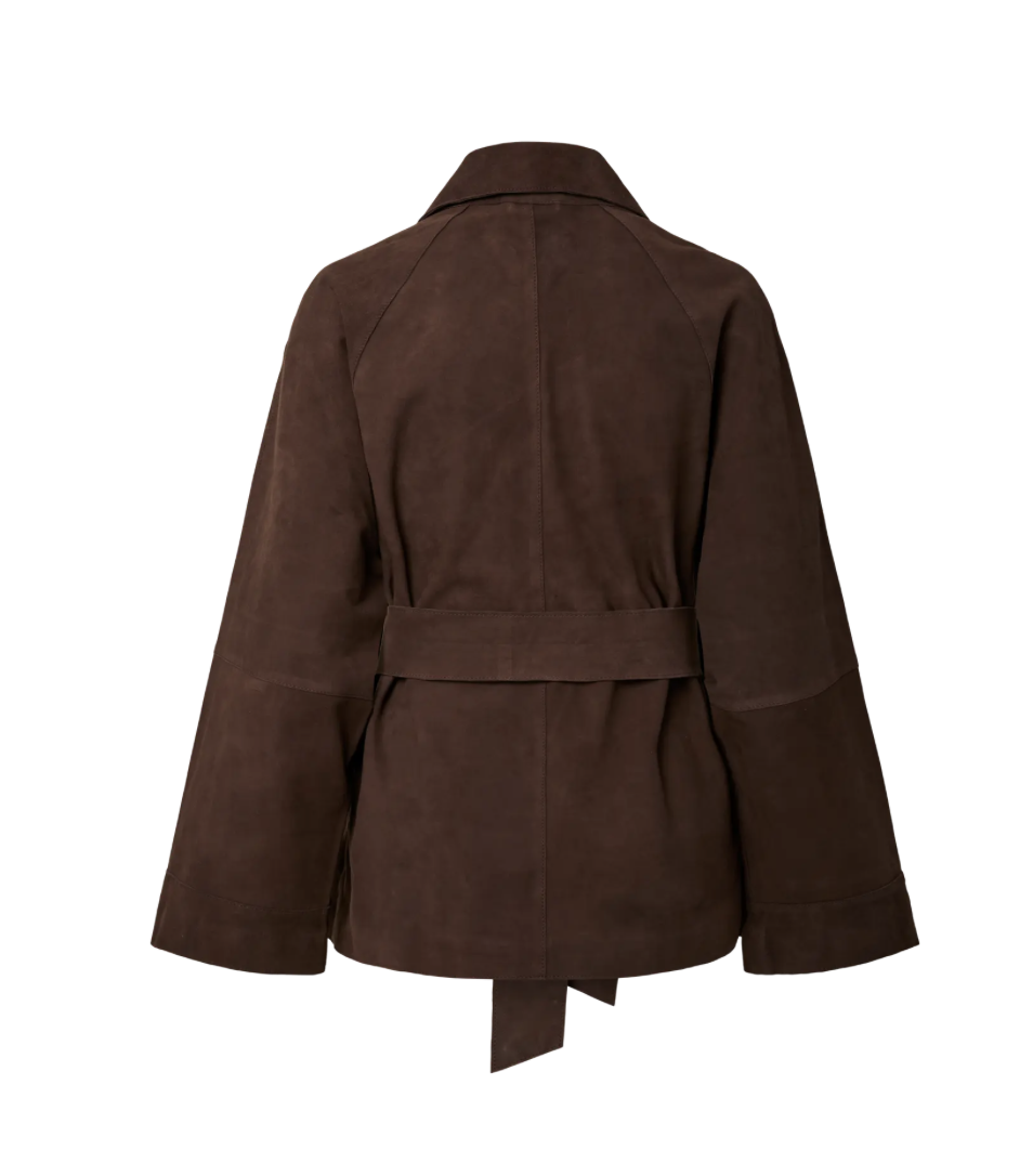 YASRUNA Suede Kimono Jacket Coffee Bean