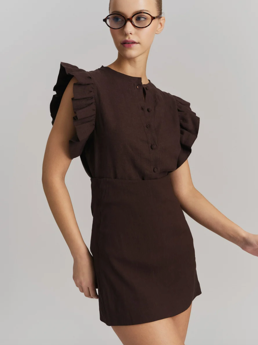 Pauline Linen Shirt Dark Brown