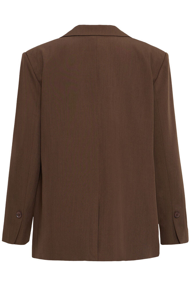 Fava Oversized Blazer Slate Black Melange Brown