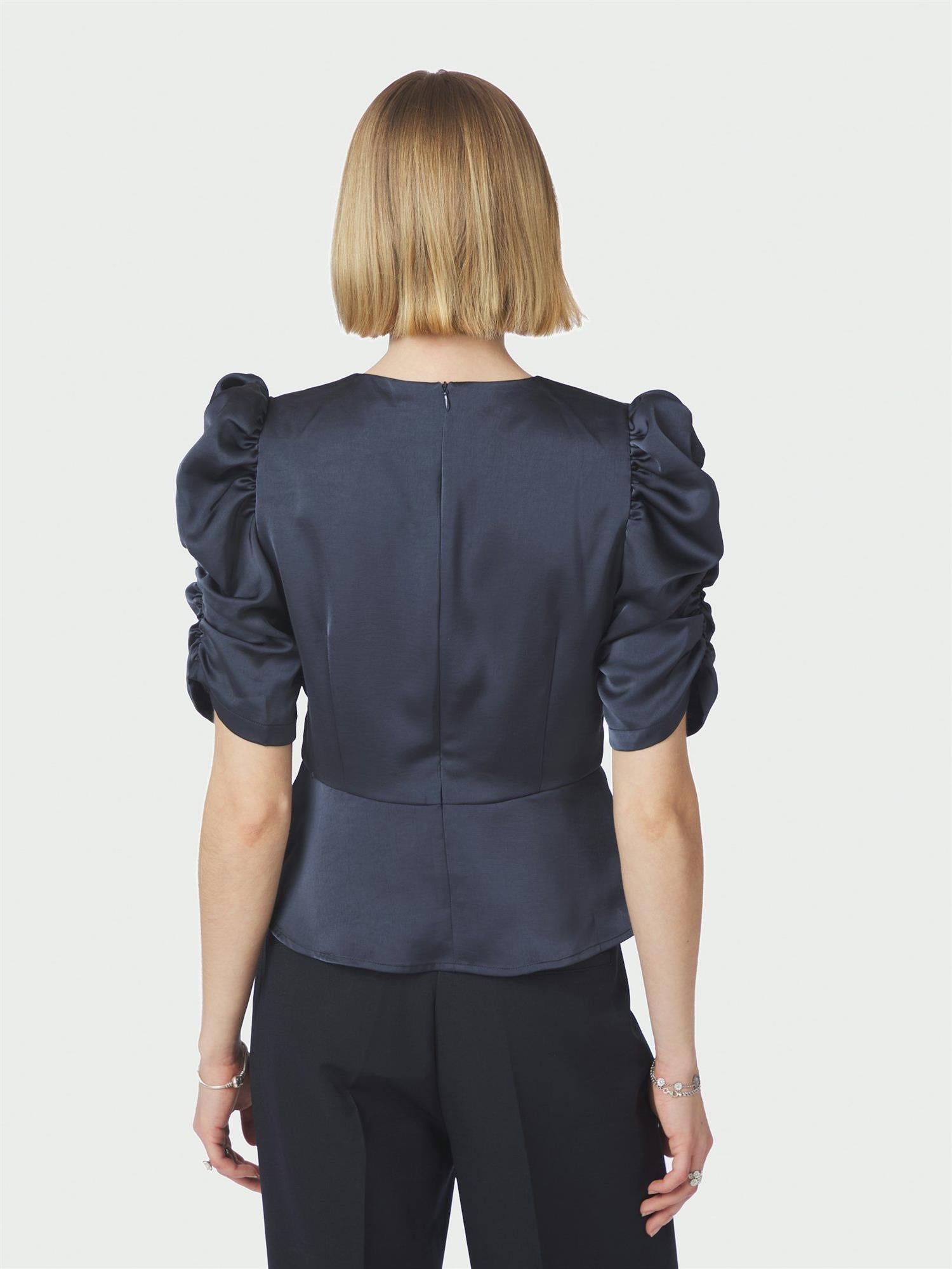 Benua Heavy Sateen Blouse Midnight Blue