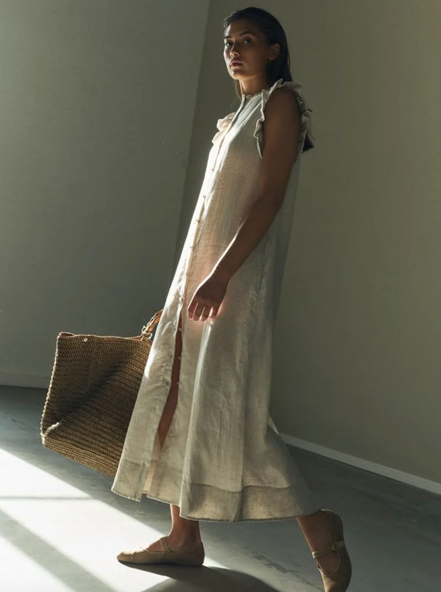 Pam Linen Dress Beige
