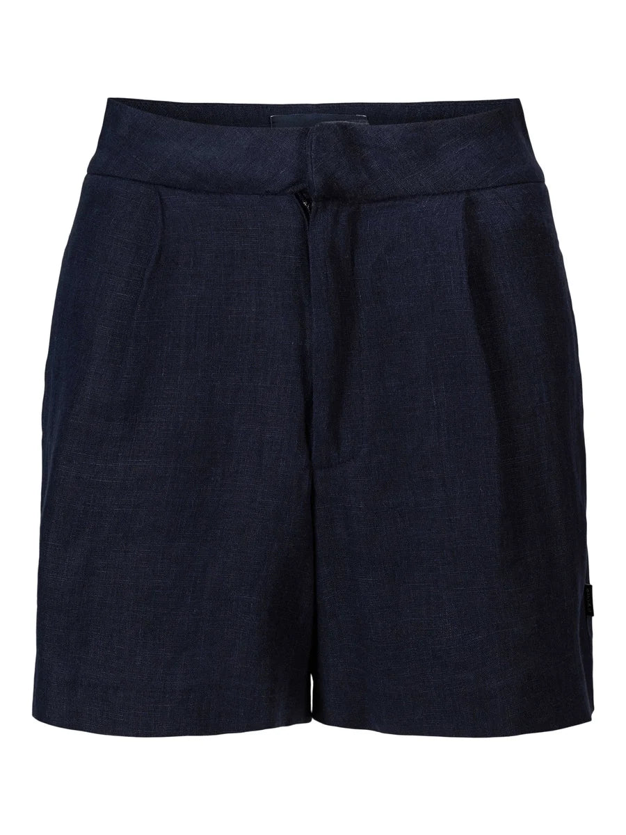 Freya Solid Linen Shorts Navy