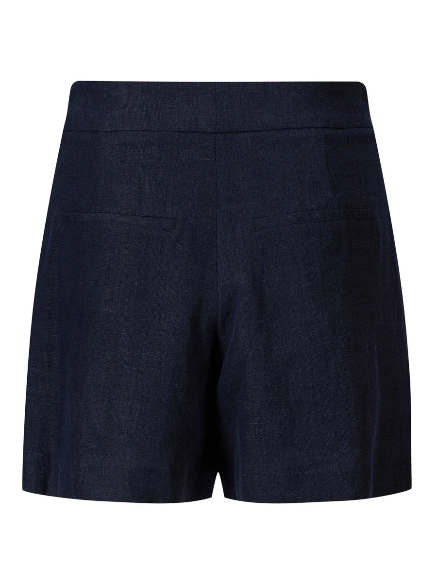 Freya Solid Linen Shorts Navy