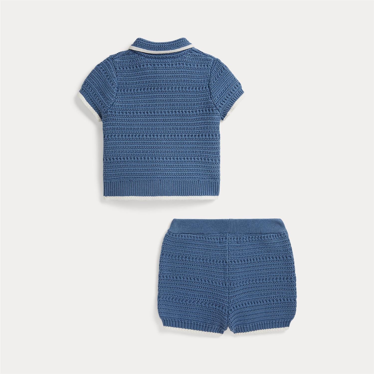 Crocheted Cotton Shirt & Short Delta Blue