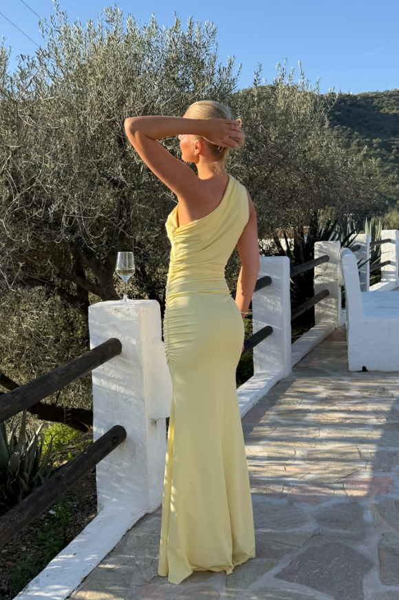 Andrea Satin Dress Butter Yellow