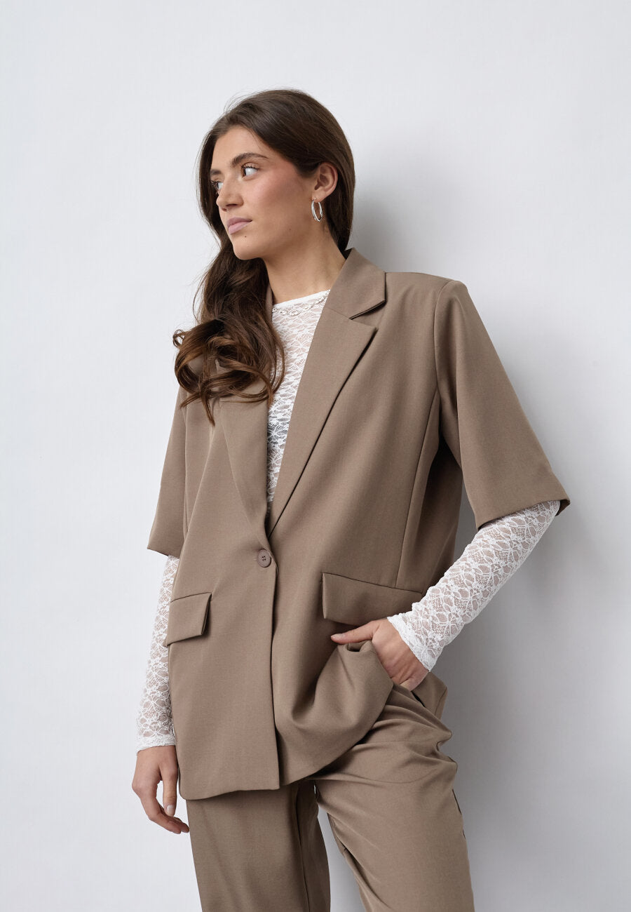 Viksa SS Blazer Dark Sand Melange