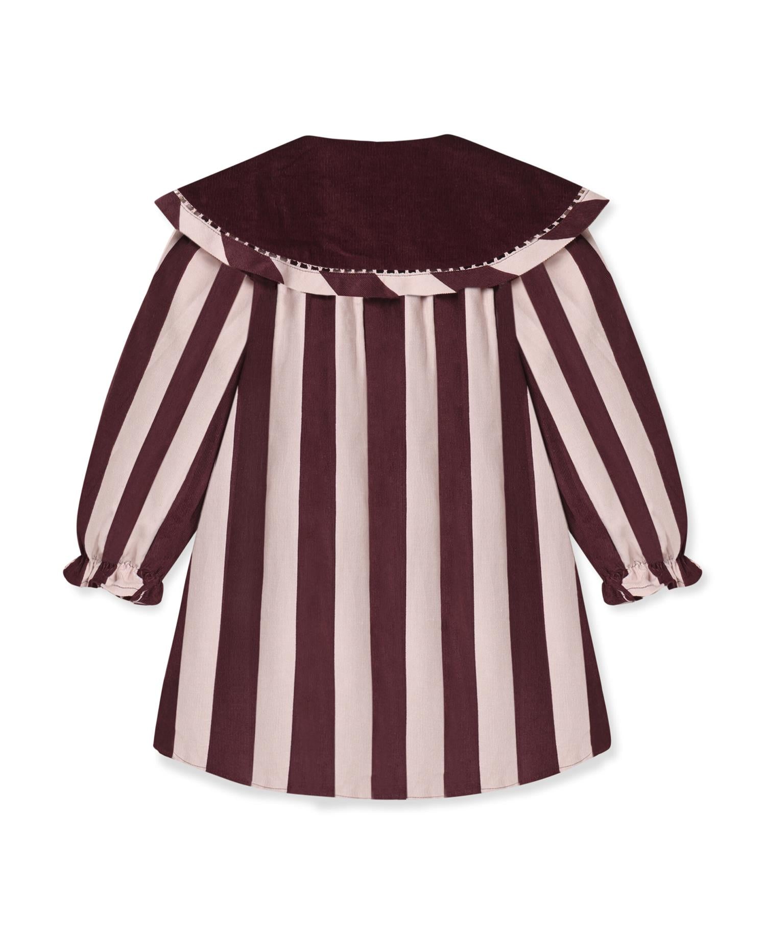 Dolly Stripe Collar Dress Chalk Pink/Burgundy Stripe