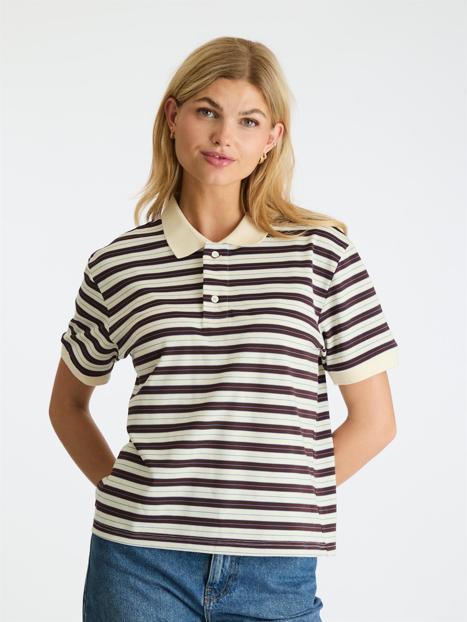 Beta Stripe Polo Tee Brown