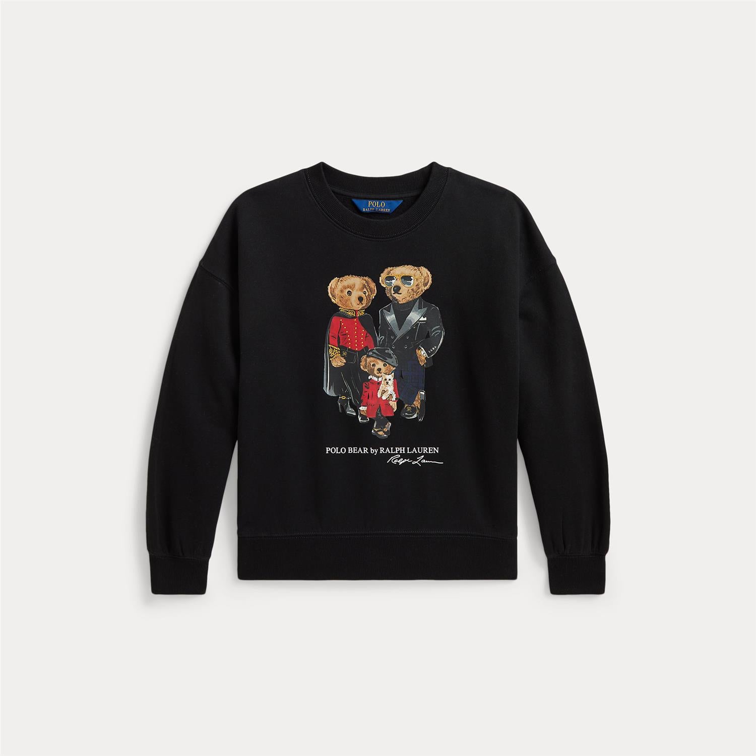Fleece Pullover Sweatshirt Polo Black
