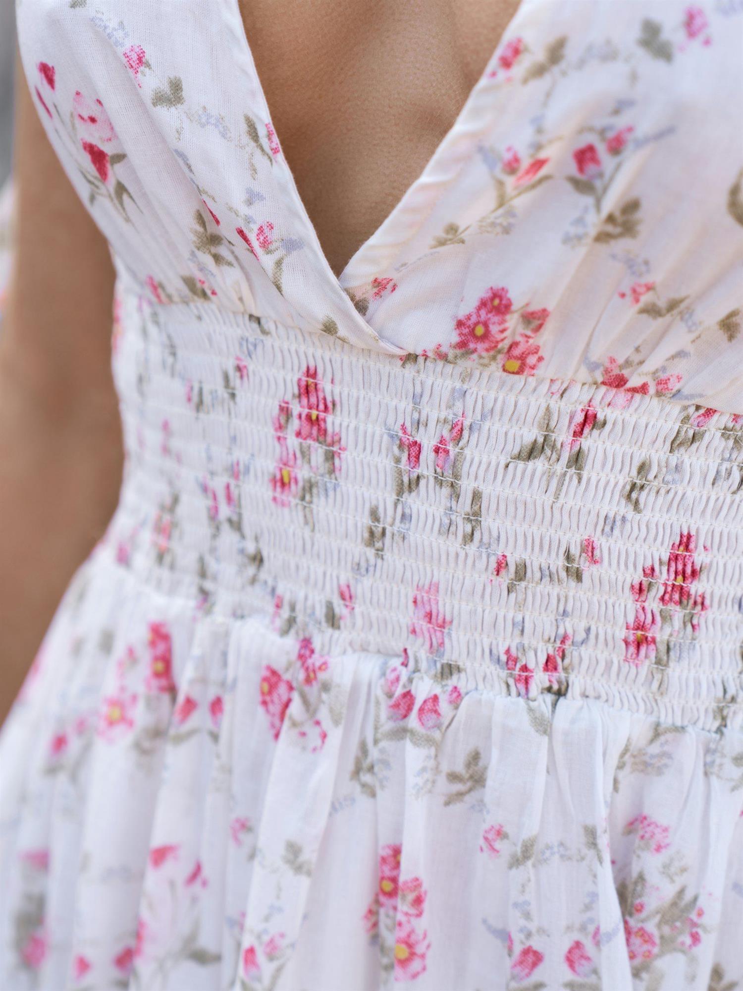 Magda Spring Flower Dress Off White