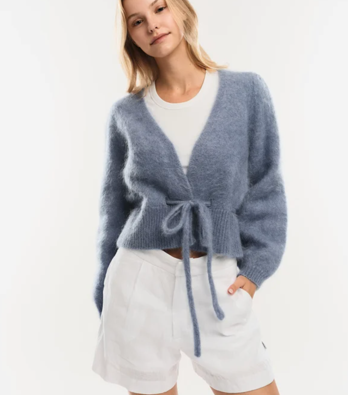 Malin Chunky Crdigan Denim Blue