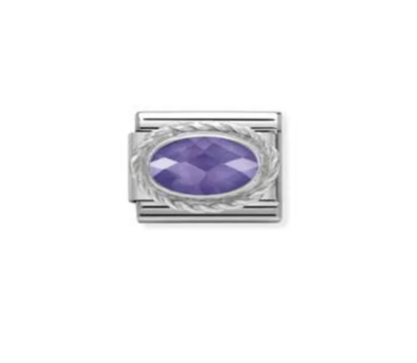 Silver Twisted Oval Purple Zirkon