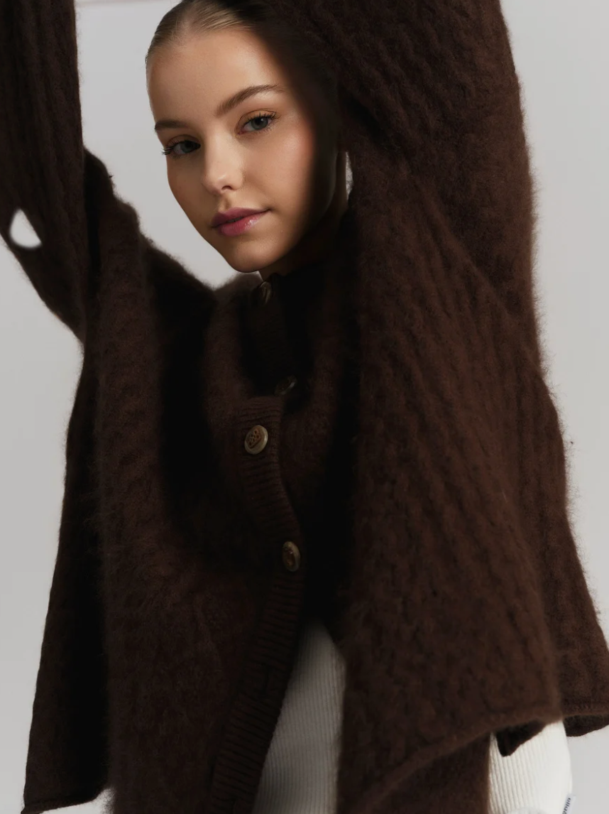 Ylva Brushed Cardigan Brown