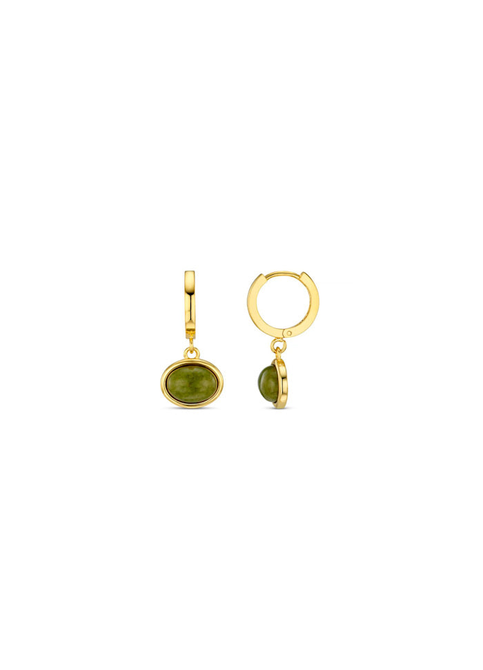 SP Green Jade Charm Micro Hoops