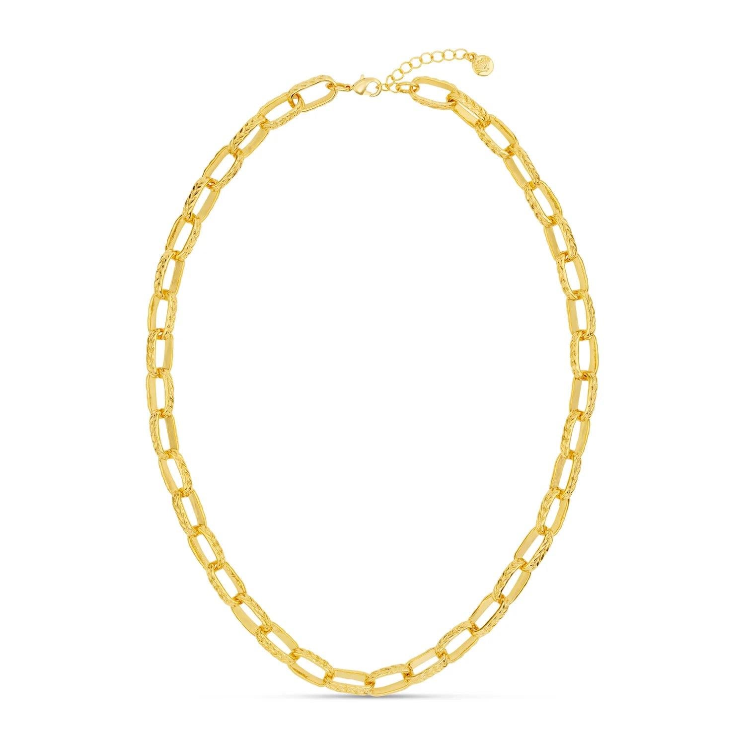 Textured Oval Necklace Gold