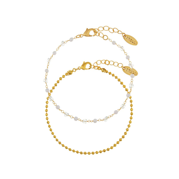 Crystal & Pearl 2-row Bracelet