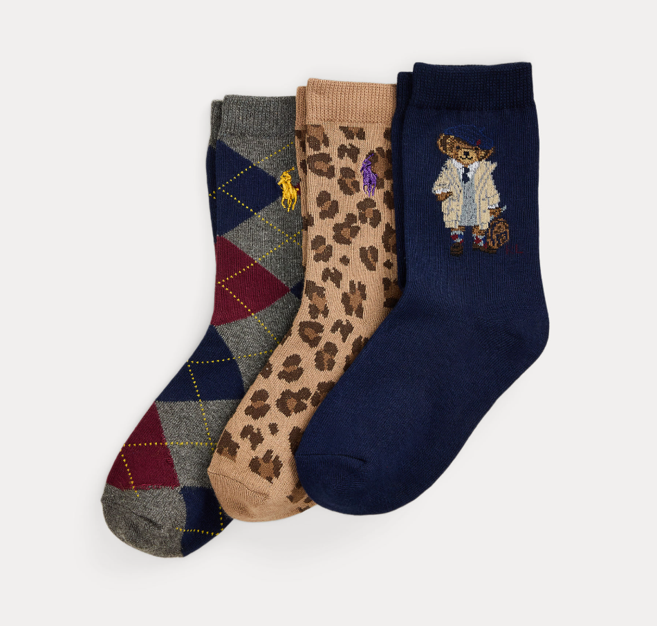 Bear-Crew Sokker 3-PACK Navy/Grey H/ Tan