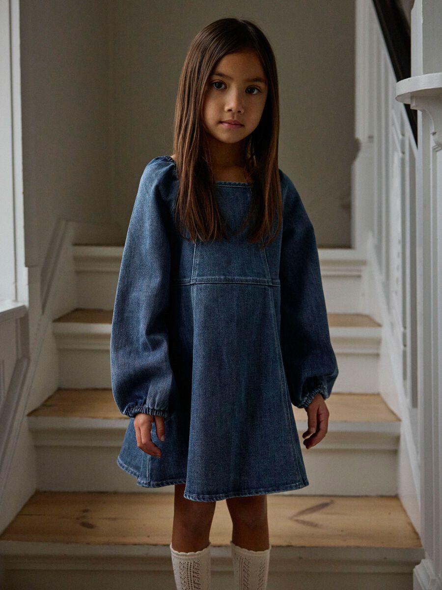 Obello Ls Loose Denim Dress Dark Blue Denim