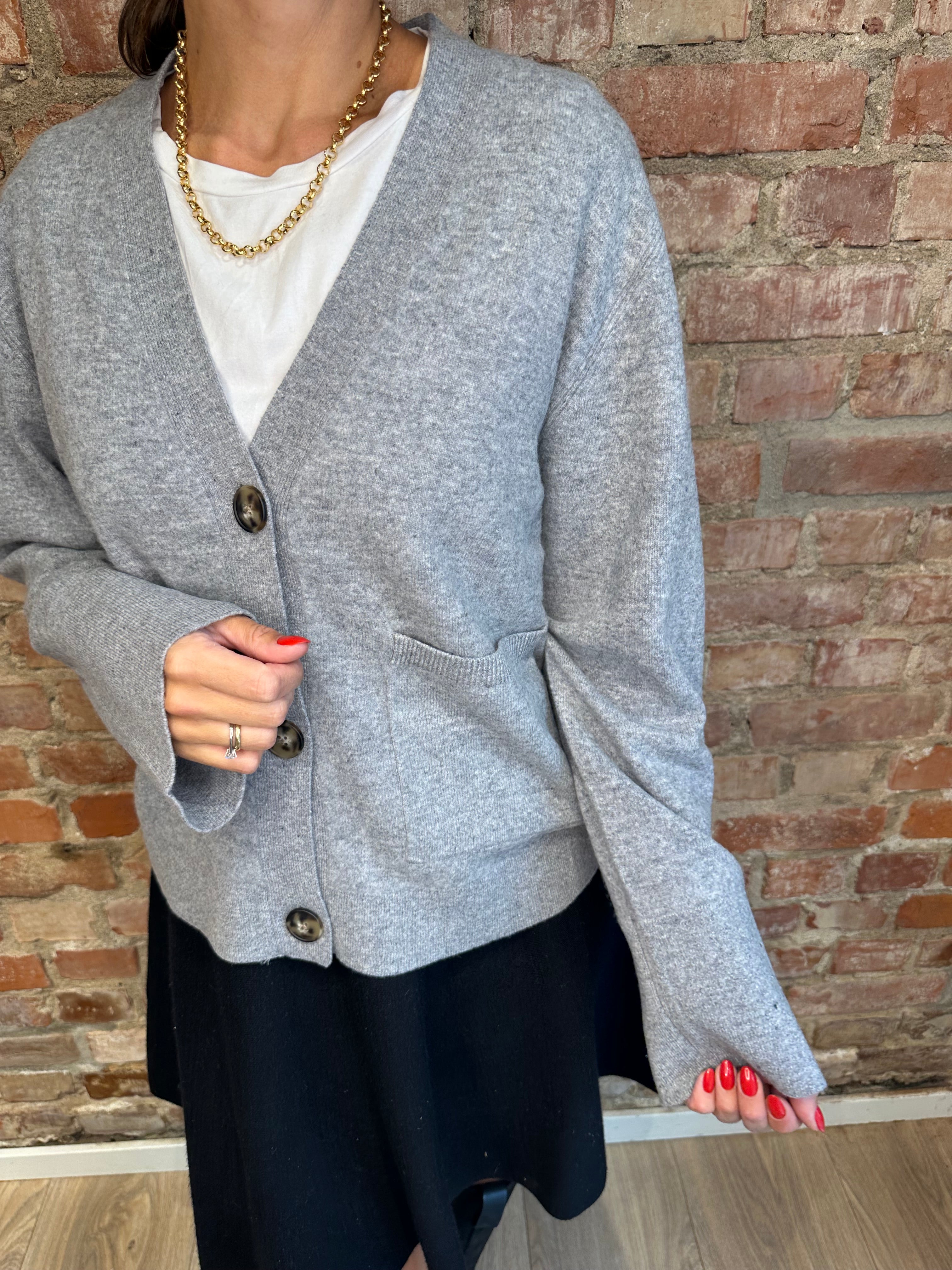 YASEMILIE Cardigan Knit Light Grey Melange