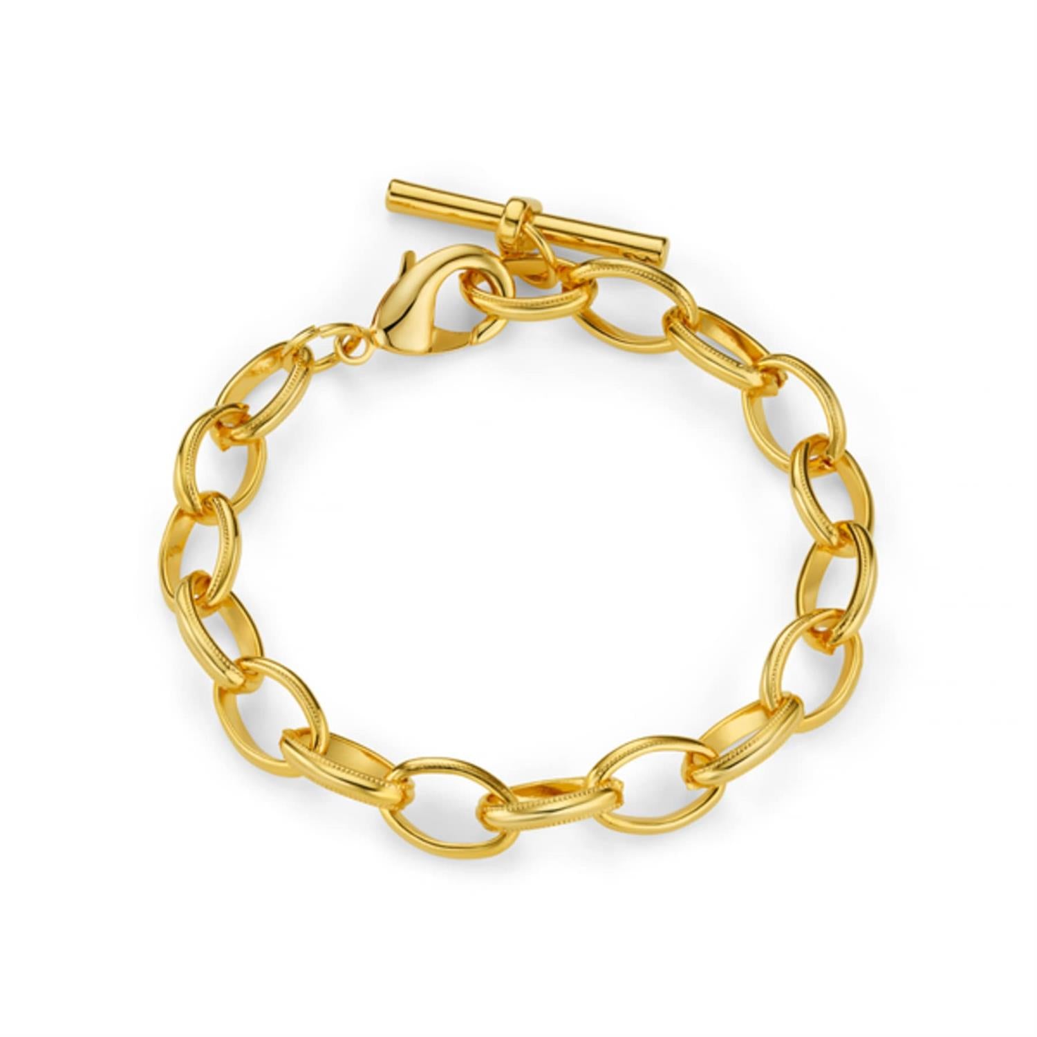 Oval Link T-Bar Drop Braclet Pale Gold