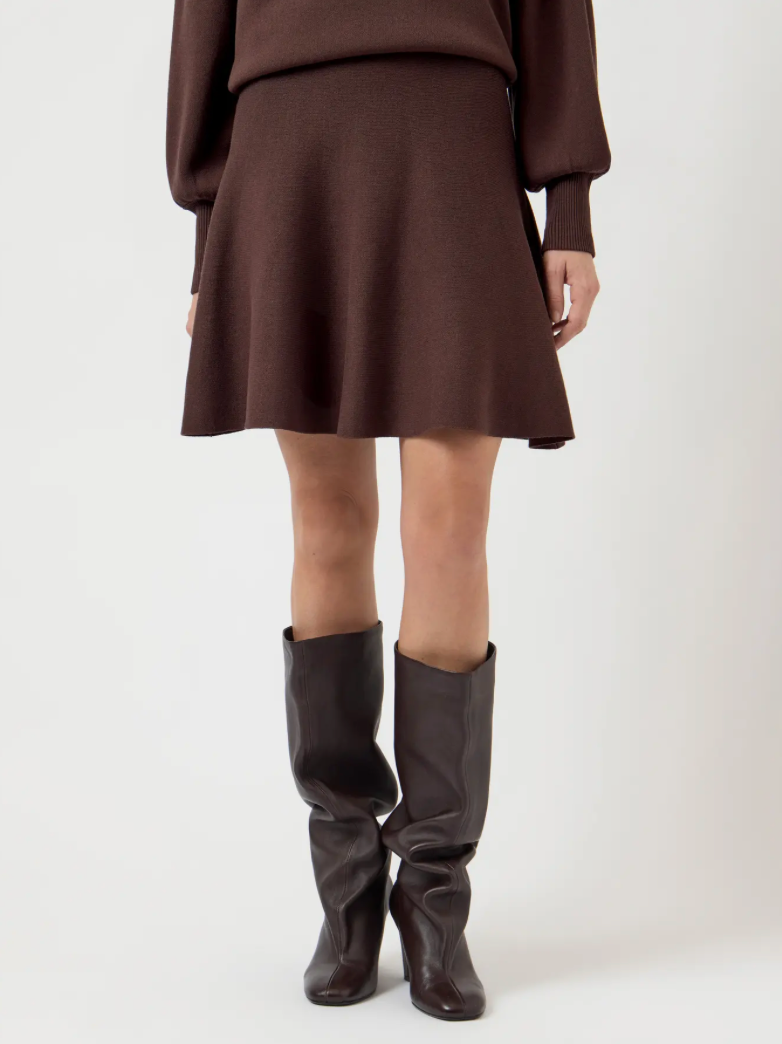 YASFONNY Knit Skirt Chocolate Brown