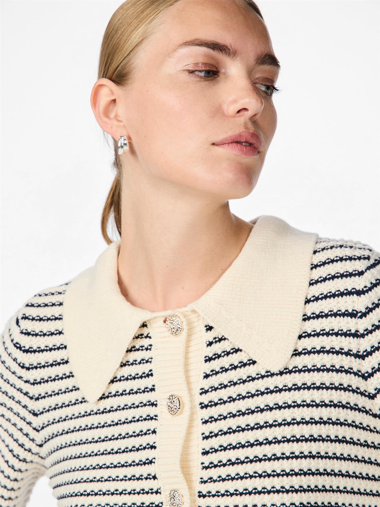 YASFANTO Knit Carding Gardenia/Navy Blazer