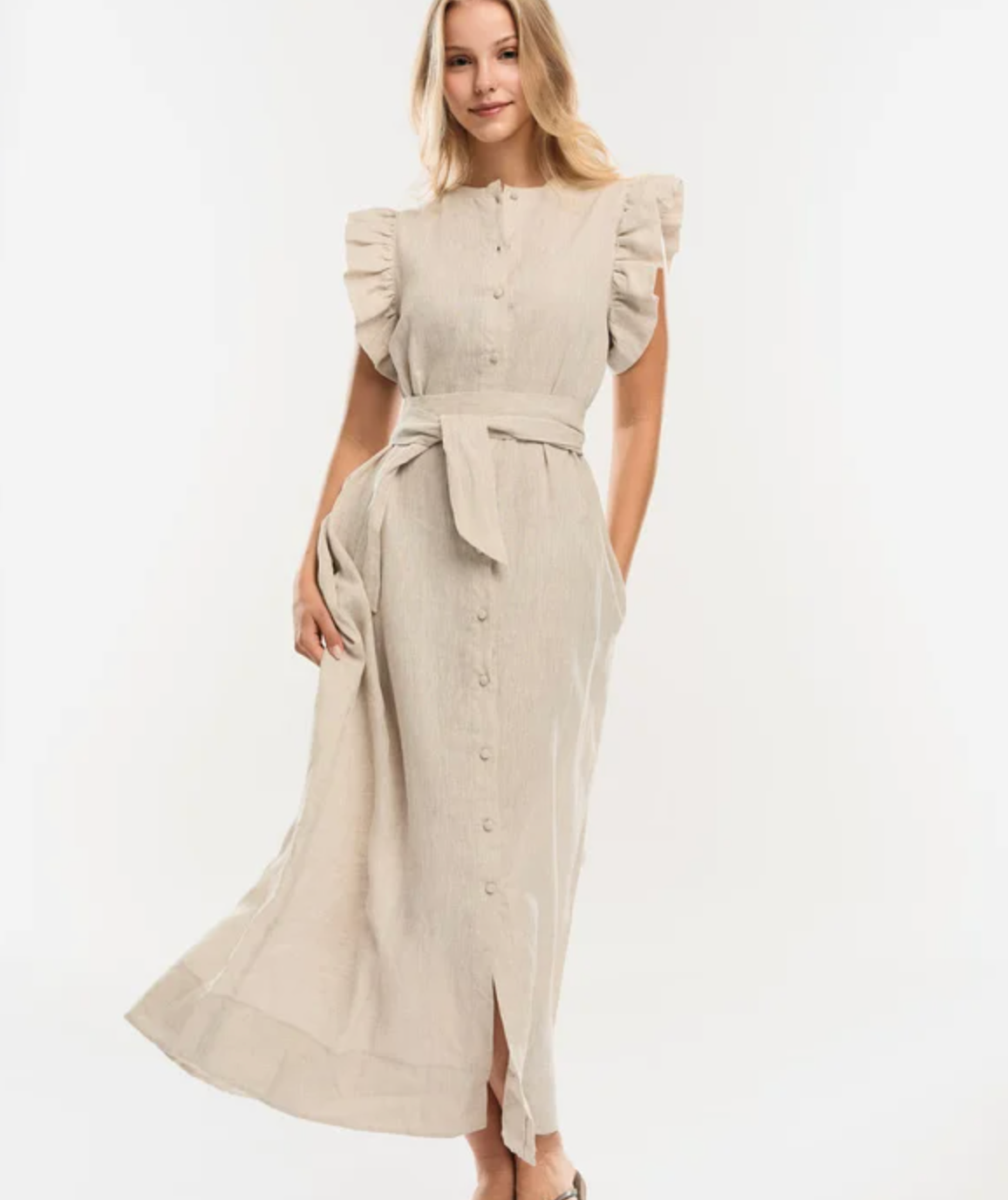 Pam Linen Dress Beige