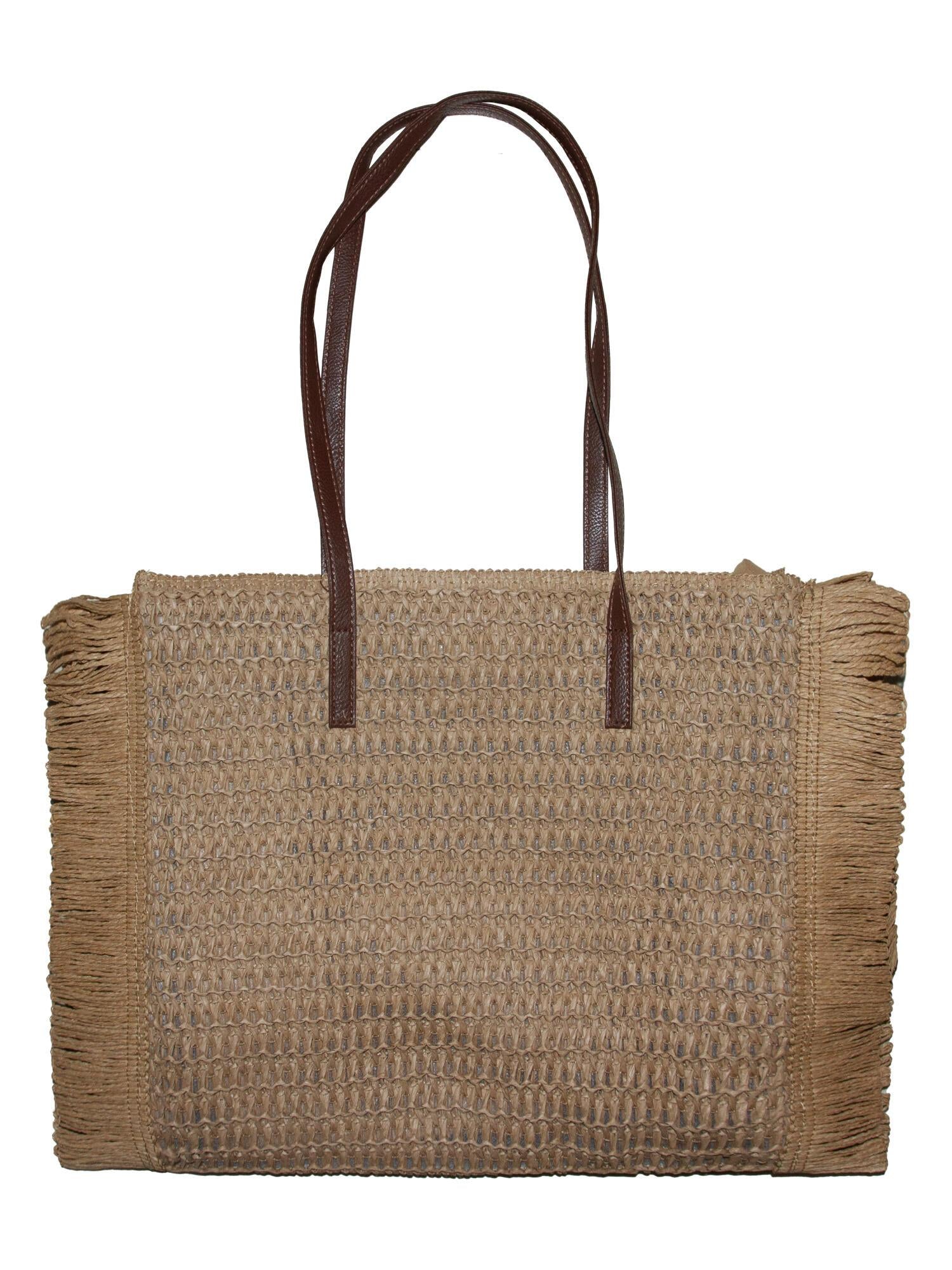 Veske m/frynser Beige
