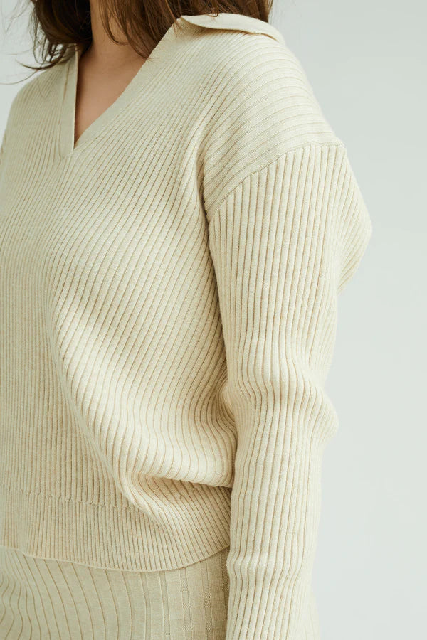 Freja Knit Blouse Light Sand